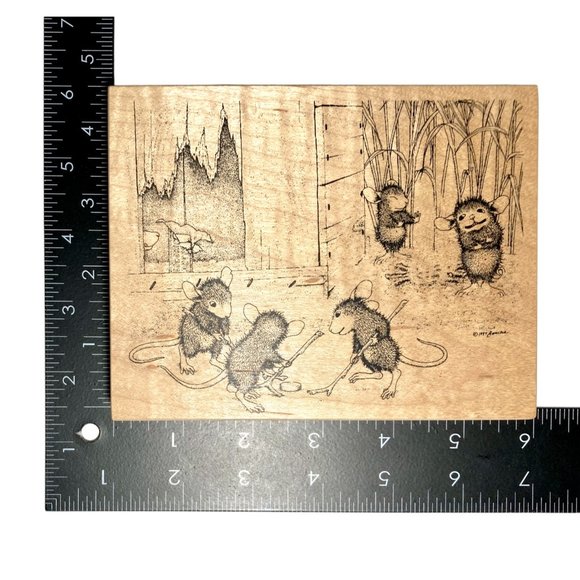 House Mouse Mice On Ice Stampa Rosa 1998 Wood Rubber Stamp #268 Never Used - Picture 10 of 10